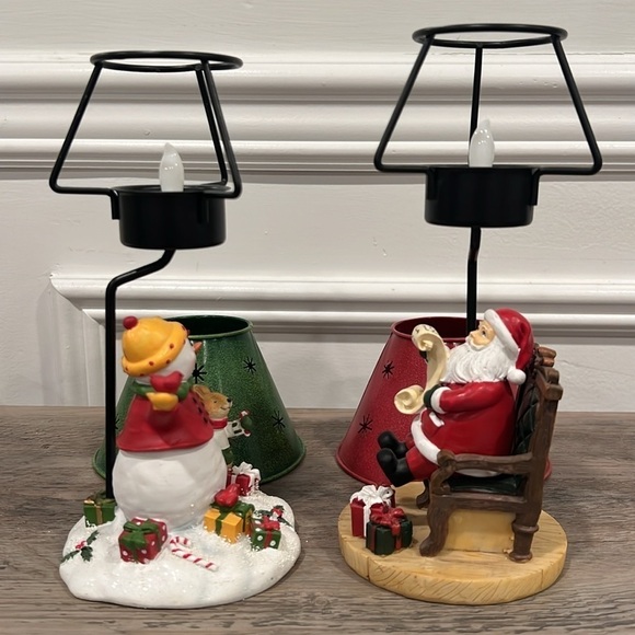 Vtg Yankee Candle Snowman & Santa Claus Christmas Holiday Tealight Candle Holder - Picture 13 of 17
